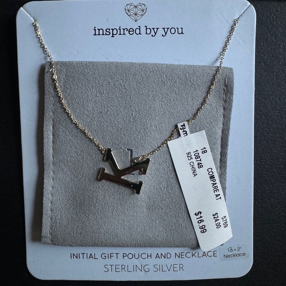 Inspired By You Jewels Jewelry - INSPIRED BY YOU JEWELS Sterling Silver Sideways K Initial Necklace 16” in Gold